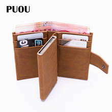 PUOU Multifunctional Wallet Leather Bank Id Card Case Purse RFID Anti-Magnetic Automatic Pop-Up ID Credit Card Case Wallet 2024 - buy cheap