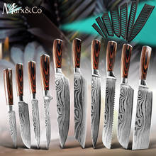 Kitchen Knife 1-10 Pcs Set Chef Japanese 440C High Carbon Stainless Steel Damascus Drawing Utility Slicing Santoku Cleaver 2024 - buy cheap
