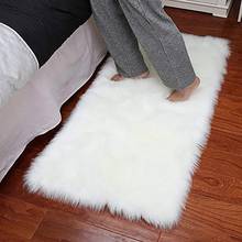 Alfombras rectangulares suaves de piel de oveja sintética para el suelo del dormitorio, alfombras de felpa sedosa y peluda, alfombras de alfombra blanca, 60x120 2024 - compra barato