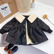 Baby Girl PU Leather Jacket Fur In One Winter Spring Autumn Infant Toddler Kids Leather Fur Coat Chaqueta Outwear Clothes 1-8Y 2024 - buy cheap