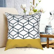 Honeycomb Geometric Lattice 2 In Mustard Yellow , Navy Blue , And White Pillow Case Printed Home Soft Throw Pillow 2024 - buy cheap