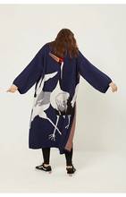 Свитер, шерстяной кардиган с аистом для женщин, зимний джемпер, пальто, женское кимоно, винтажный вязаный длинный Тренч, ветровка 2024 - купить недорого
