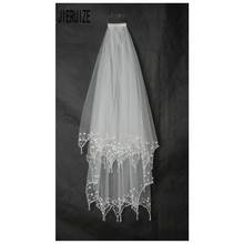 JIERUIZE In Stock Wedding Veils Sequin Luxury Bridal Veils Appliques Pearl Edge White Two Layers Custom Made Short Wedding Veil 2024 - buy cheap