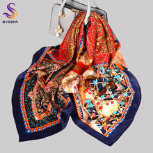 BYSIFA|Luxury Pure Silk Scarf Shawl New Female Scarves Hijabs 100% Silk Square Scarf Headscarf Winter Navy Blue Red Women Scarf 2024 - buy cheap
