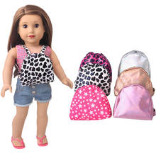 18 Polegada american doll meninas mochila couro macio do plutônio leopardo imprimir casual saco nascido brinquedos do bebê acessórios caber 43 cm menino bonecas q80 2024 - compre barato