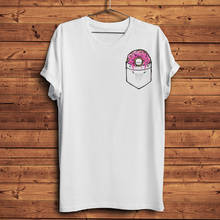 Camiseta de Donut in pocket unisex, 3d divertida camiseta de manga corta, informal, blanca, de bolsillo, ropa de calle 2024 - compra barato