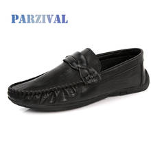 PARZIVAL NEW Genuine Leather Men Casual Shoes Brand Mens Loafers Bean Shoes Moccasins Breathable Brown Slip on Driving Shoes 2024 - buy cheap