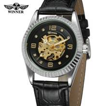 WINNER 2019 Fashion Top Brand Watch Men's Man Automatic Mechanical Skeleton Leather Wrist Watches Luxury Silver Dial Clock Male 2024 - buy cheap