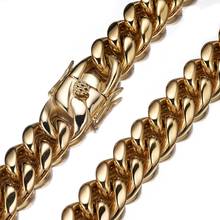 18mm Fashion Stainless Steel Gold Dragon Claw Buckle Cuban Curb Link Chain Men's Necklace Or Bracelet Jewelry Hot Selling 7-40" 2024 - buy cheap