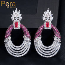 Pera-pendientes largos de circonia cúbica para mujer, aretes colgantes, redondos, a la moda, color rosa, para fiesta de verano, E576 2024 - compra barato