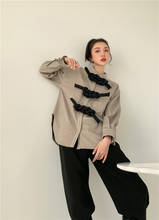 Women Blouse Shirt female design 2021 spring new retro French twisted woven disc button lapel long-sleeved tops 2024 - buy cheap
