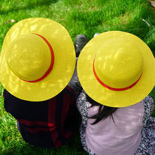 Sombreros de paja Luffy sencillos, accesorios de Cosplay de Anime, sombrero amarillo para mujer, protector solar de verano, tejido de ala ancha, gorro de granjero transpirable 2024 - compra barato