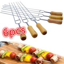 6pcs/set Barbecue Tools Stainless Steel Meat Grill U Shape Fork Outdoor Cooking Corn Holder BBQ Fork Tool 2024 - buy cheap