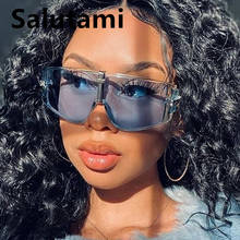 Óculos de sol, peça única, grande, cor doce, para mulheres, 2021, luxuoso, marca, azul, verde, masculino, degradê, legal 2024 - compre barato
