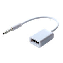 Car MP3 3.5mm Male AUX Audio Plug Jack To USB 2.0 Female Converter Cable Cord White 2024 - buy cheap