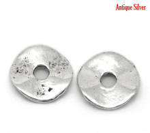 DoreenBeads-pieza separadora de metal de Zinc, redonda, Color plata, alrededor de 9,0mm( 3/8 ") de diámetro, agujero: aproximadamente 2,0mm, 35 Uds. 2024 - compra barato