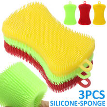 3Pcs Dish Washing Sponge Hygiene Brush Non-stick Silicone Sponge Scouring Pad Dishwashing Brush Fruit Vegetable Cleaning Brushes 2024 - buy cheap