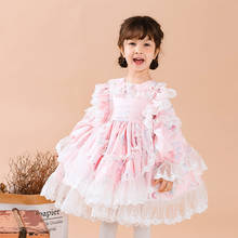 Vestido rosa espanhol de meninas, vestido de baile de princesa para bebês, roupas infantis de boutique para primeiro aniversário e festas de páscoa 2024 - compre barato