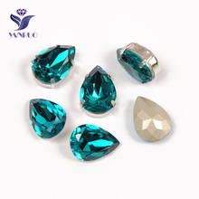 YANRUO 4320 Drop Blue Zircon K9 Crystal Top Diamond Glass Sewing Claws Applique Sew On Rhinestones Wedding Dress Decoration 2024 - buy cheap