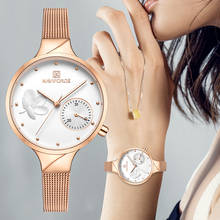 NAVIFORCE-reloj de cuarzo de oro rosa para mujer, pulsera femenina de lujo, nuevo 2024 - compra barato