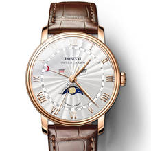 moonphase watch men,mens quartz wrist watches LOBINNI man luxury 30m waterproof wristwatch dress reloj hombre Switzerland brand 2024 - buy cheap