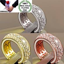 OMHXZJ Wholesale RR1170 European Fashion Woman Girl Party Birthday Wedding Gift Round AAA Zircon 18KT Gold White Rose Gold Ring 2024 - buy cheap