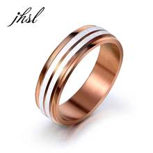JHSL unisex Women Men Solid Rose Gold Color Rings Stainless Steel Fashion Jewelry High Polishing Size 8 9 10 11 12 13 2024 - buy cheap