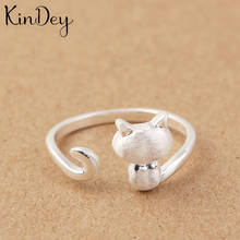 Kindey-anillos de gato de Color plateado con personalidad para mujer, joyería de Boda nupcial, anillos de dedo de tamaño ajustable 2024 - compra barato