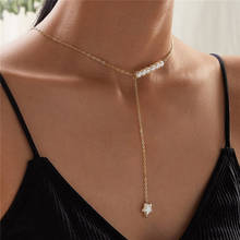 HuaTang Long Tassel Chains Star Pearl Choker Necklace for Women Elegant Gold Color Clavicle Chain Female Jewelry on the Neck 2024 - buy cheap