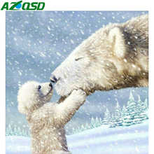 Pintura de diamante do urso polar azqsd 5d, quadrado completo bordado, animal venda imagem de strass decoração para casa 2024 - compre barato