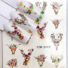 3pcs/lot Elk Fox Wolf Animal 3D Embossed Series Nail Water Decals Dream ChaserPattern Tranfer Sticker Nail Art Decoration 2024 - buy cheap