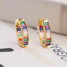 Classic Rainbow Zircon Stud Earrings Jewelry For Women Fashion Gold Circle Earrings Round Earrings Jewelry Gift 2024 - buy cheap
