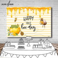 Sensfun Yellow Honey Happy First bee day Backdrop For Photo Studio Kids Baby Shower Newborn Photography Backgrounds Custom Vinyl 2024 - buy cheap