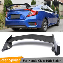 Car Rear Trunk Spoiler Wing for Honda Civic 10th Sedan 4 Door 2016 2017 Carbon Fiber Rear Trunk Boot Lip Wing Spoiler ABS 2024 - buy cheap