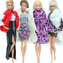 Fashion Doll Coat Dress Fur Gown Dating Party Daily Casual Wear Winter Tops Outfit Skirt Clothes for Barbie Doll Accessories Toy 2024 - buy cheap