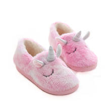 Suihyung-Zapatillas de felpa para mujer, zapatos de piel esponjosa para interiores, de algodón, con dibujos de unicornios, Zapatillas de casa 2024 - compra barato