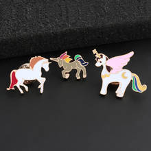 Enamel Horse Unicorn Pins Cartoon Pegasus Brooches Badges Collar Lapel Pin for Jackets Bag Fashion Animal Jewelry Gifts for kids 2024 - buy cheap