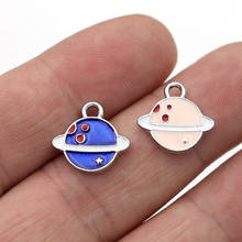 10Pcs Enamel Silver Color Planet Charms Pendant for Jewelry Making Earrings Bracelet Necklace Accessories DIY Craft Findings 2024 - buy cheap