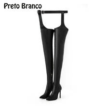 PRETO BRANCO/весенне-осенние женские сапоги-ботфорты на высоком каблуке, новинка 2020 2024 - купить недорого