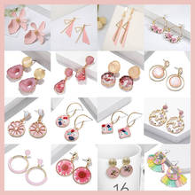 Pendientes de resina de esmalte para mujer, aretes colgantes de color rosa, Irregular, flor, piedra, regalo de fiesta, novedad 2024 - compra barato