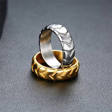 ZORCVENS 2022 New Fashion Gold Silver Color Punk Vintage Stainless Steel Tire Pattern Wedding Ring for Man Wholesale 2024 - buy cheap