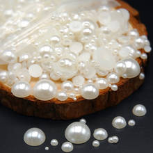 1000pcs/pack Mixed size Fashion Ivory/White Imitation pearls Half Round DIY Resin Flatback Nail Art Pearl For Nail Decoration 2024 - buy cheap