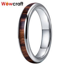 4mm Women's Ring Tungsten Carbide Weding Band Domed Nature Wood Inlay Engraving Name/Logo Polished Shiny Comfort Fit 2024 - buy cheap