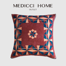 Medicci-funda de cojín para el hogar, cubierta de chenilla de geometría Europea roja, resistente al agua, Coussins cuadrados modernos, 45x45cm 2024 - compra barato