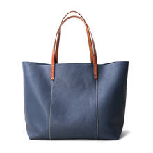 Bags Women's Handbag New Fashion Leather Tote Bag Color Matching 14 Inch Laptop Bag Leather Shoulder Bag Large Bag Original Soft 2024 - buy cheap