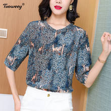 2021 Plus Size Women's Blouses shirts Summer style Tops New Floral Print Blouse Loose Print shirt O Neck Short Sleeve Blusas 2024 - buy cheap