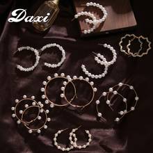 DAXI Pearl Hoops Big Gold Hoop Earrings For Women Earings Fashion Jewelry 2020 Earing Boho Earring Statement Earrings Set 2024 - buy cheap