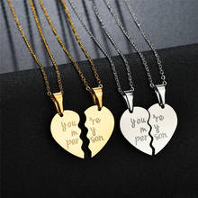 You are My Person Two Halves Heart Necklace Pendant Couple Choker Jewelry For Lovers Gold Color Heart Shaped Necklaces Women 2024 - buy cheap