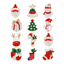 Juego de 12 unids/set de broches de Navidad, alfileres, campanas de árbol, calcetines, gorro de Papá Noel, alce, círculo de Metal, alfileres de esmalte, insignia de ropa y joyería de Navidad 2024 - compra barato