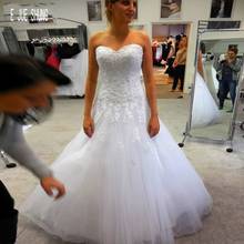 E JUE SHUNG Vestidos de novia Sweetheart Neck Button Back Tulle A Line Wedding Dresses Lace Appliques Long Train Wedding Gowns 2024 - buy cheap